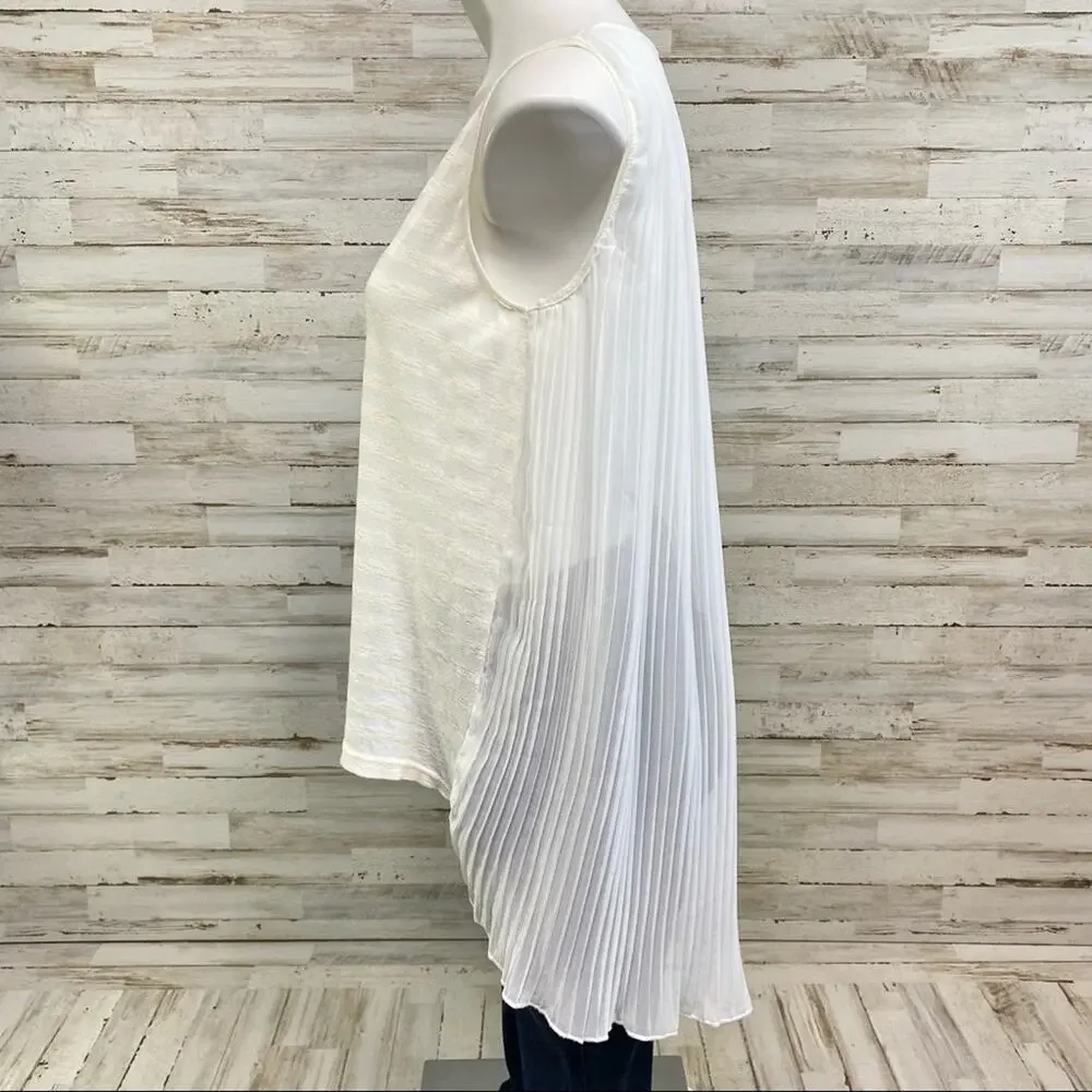 Ipekyol Sleeveless Striped Top Womens Size XS White Cream Chiffon Pleated Back - Picture 5 of 11